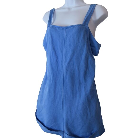Zara Women’s Periwinkle Linen Cotton Romper Size M Sleeveless One Piece Jumpsuit - Picture 2 of 7
